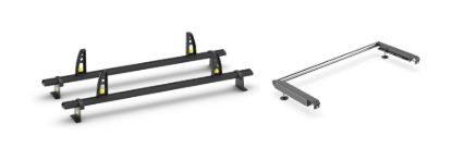 Van Guard ULTI Bar+ Black (Aluminium) - 2 Roof Bars for Volkswagen Caddy 2015-2020 with Roller Bundle | L2 | H1 | Twin Rear Doors