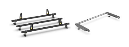 Van Guard ULTI Bar+ Black (Aluminium) - 3 Roof Bars for Ford Transit Custom 2013-2023 with Roller Bundle | L1, L2 | H2 | Twin Rear Doors