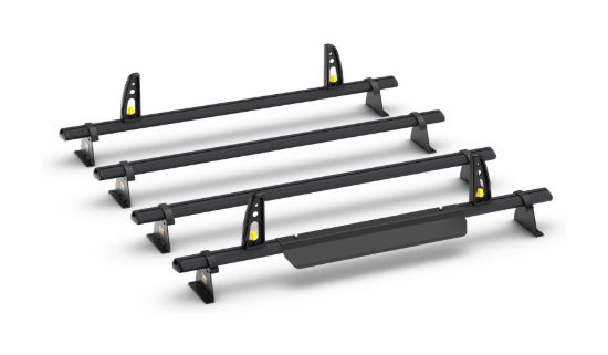 Picture of Van Guard ULTI Bar+ Black (Aluminium) - 4 Roof Bars for Nissan Primastar 2022-Onwards with Roller Bundle | L1, L2 | H1 | Twin Rear Doors | VG315-4-BLACK#VGR-01