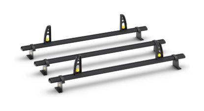 Picture of Van Guard ULTI Bar+ Black (Aluminium) - 3 Roof Bars for Ford Transit Custom 2023-Onwards with Roller Bundle | L1 | H1 | Twin Rear Doors | VG348-3-L1-BLACK#VGR-09