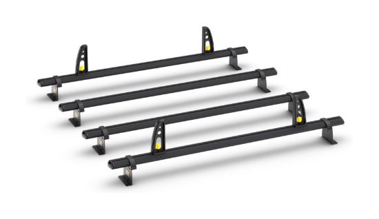 Picture of Van Guard ULTI Bar+ Black (Aluminium) - 4 Roof Bars for Ford Transit Custom 2023-Onwards with Roller Bundle | L1 | H1 | Twin Rear Doors | VG348-4-L1-BLACK#VGR-09
