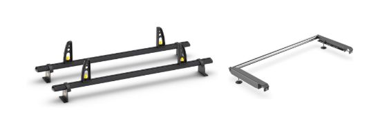 Van Guard ULTI Bar+ Black (Aluminium) - 2 Roof Bars for Renault Master 2024-Onwards with Roller Bundle | L2 | H2 | Twin Rear Doors