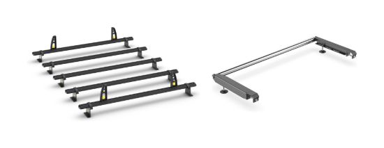 Van Guard ULTI Bar+ Black (Aluminium) - 5 Roof Bars for Renault Master 2024-Onwards with Roller Bundle | L3 | H2 | Twin Rear Doors