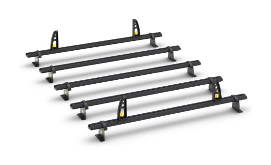 Picture of Van Guard ULTI Bar+ Black (Aluminium) - 5 Roof Bars for Renault Master 2024-Onwards with Roller Bundle | L3 | H2 | Twin Rear Doors | VG350-5-BLACK#VGR-35